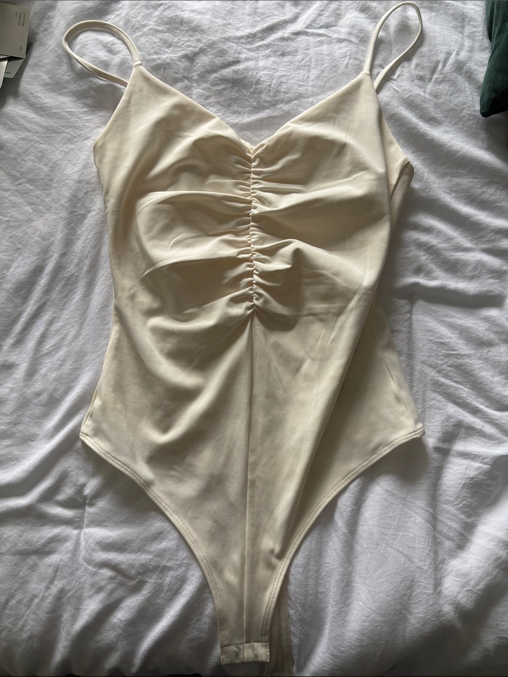 H&M Cream Ruched Front Bodysuit